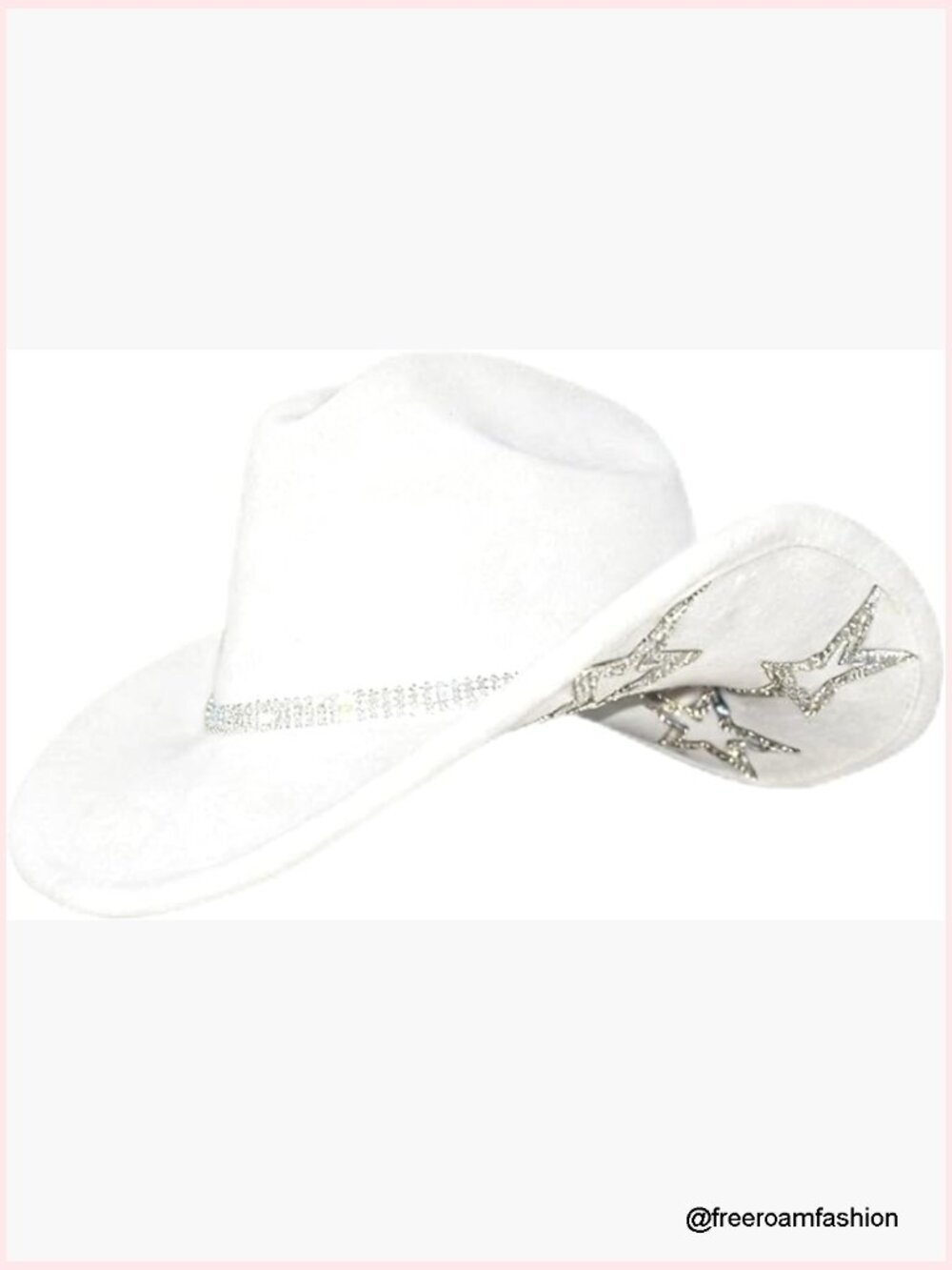 Rhinestone Cowgirl Hat Wide Brim Bling Fringe Diamond Band Adjustable Polyester